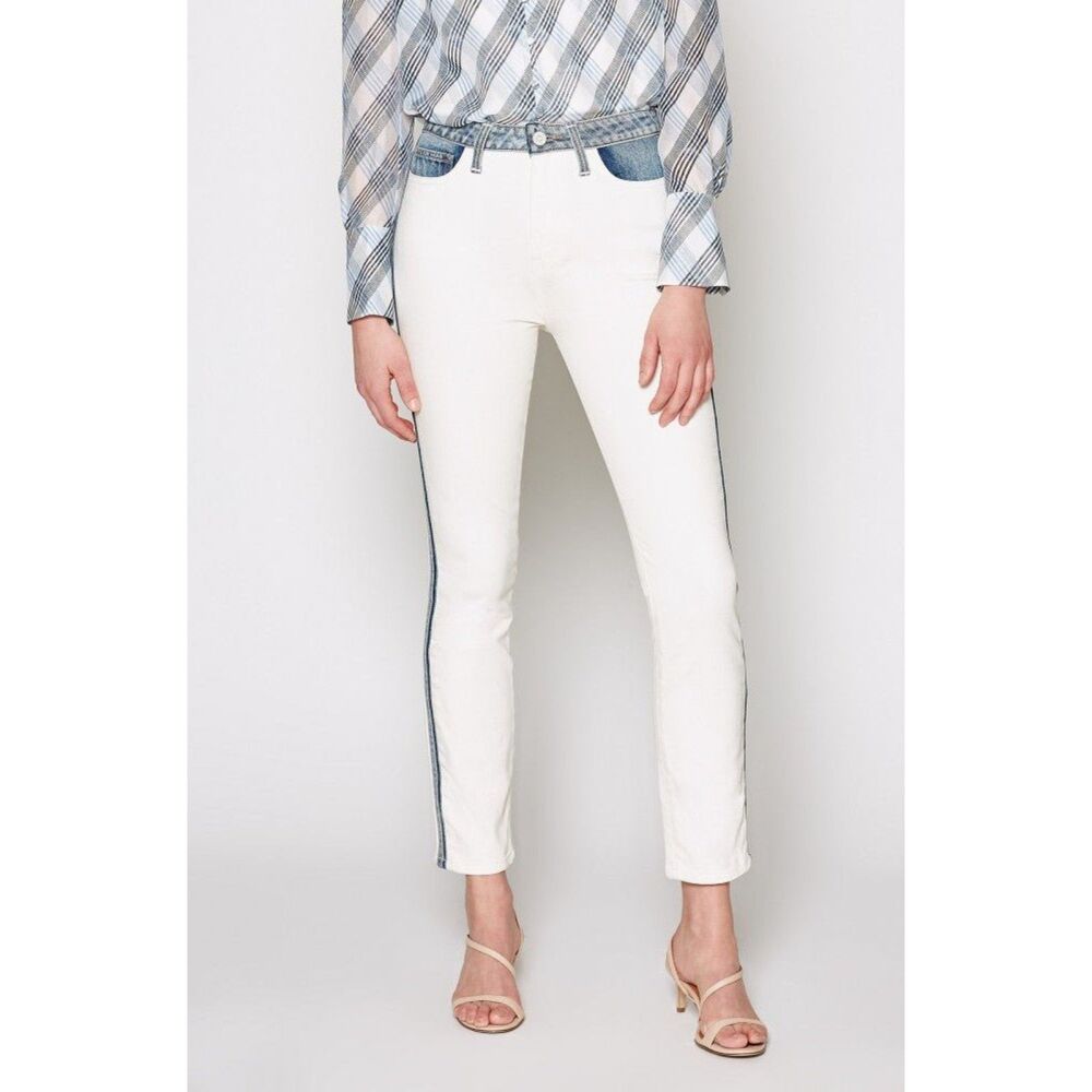 Joie Gracelyn White‎ Blue Side Stripe Two-Tone High Rise Skinny Jeans Size 26